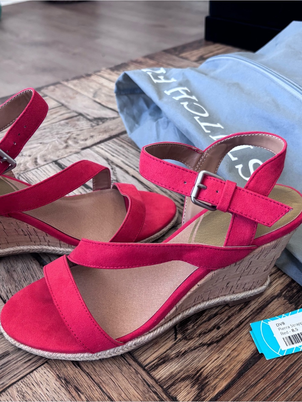 DV by Dolce Vita Red Suede Wedge Sandals with Ankle Buckle Brand New with tags